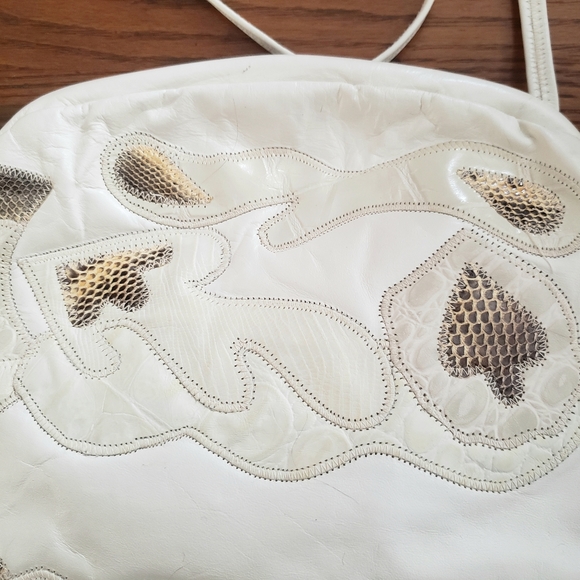 Razzamatazz Vintage White Leather  and Snakeskin Bag - Picture 2 of 7